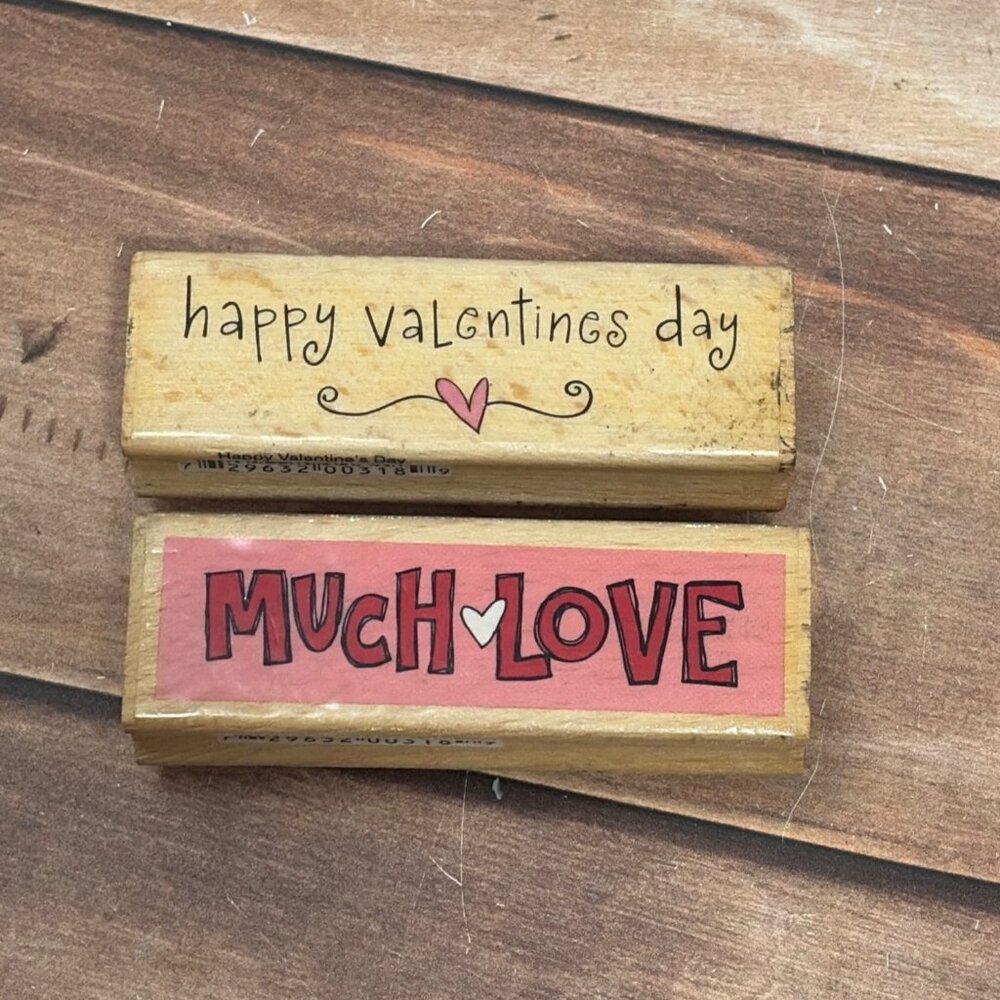 MIXED LOT OF TWO VALENTINES DAY WOOD MOUNTED RUBBER STAMPS LOVE KOLETTE HALL
